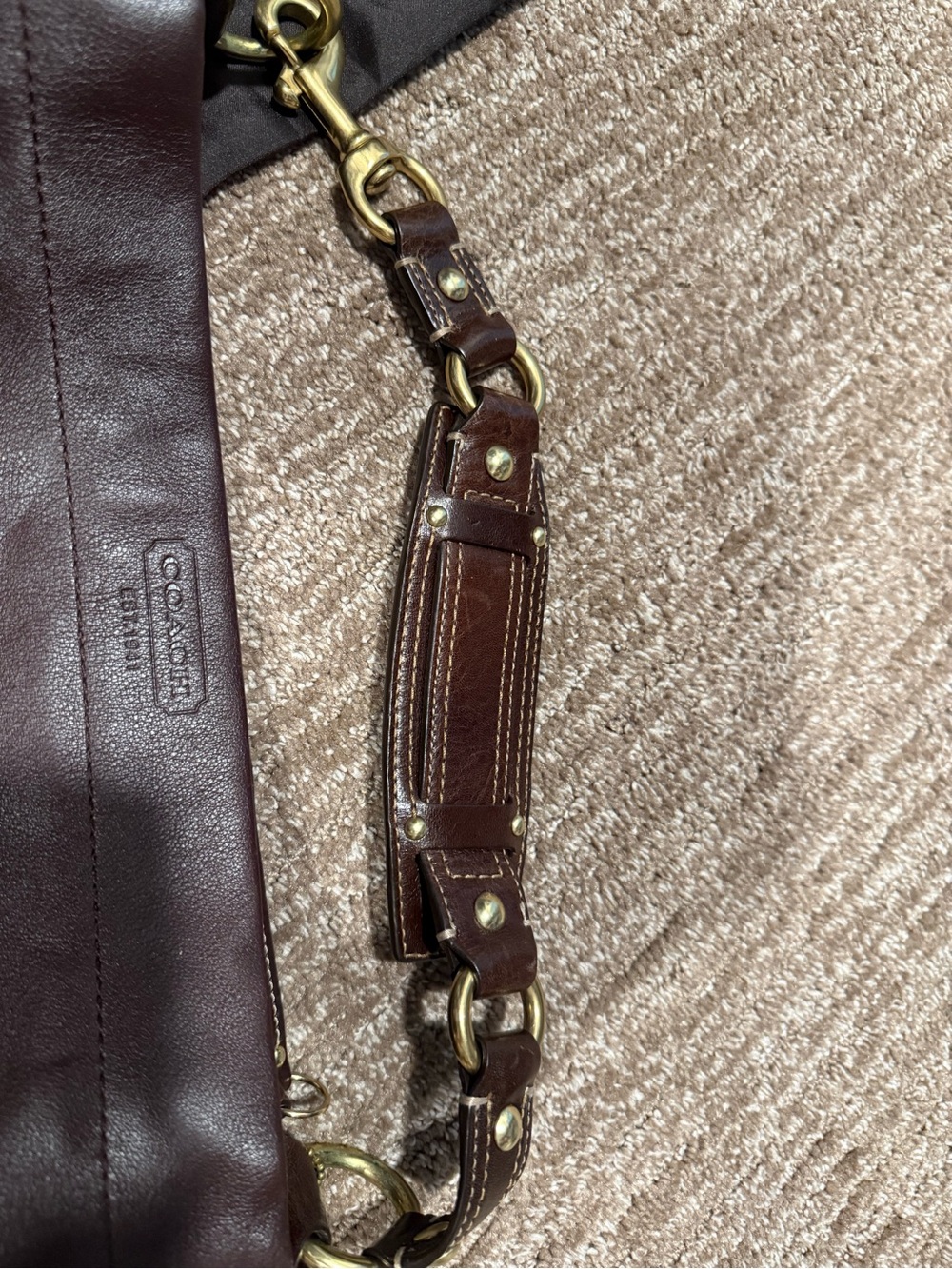 Coach Brown Leather Shoulder Bag with Brass Hardware - Picture 7 of 8